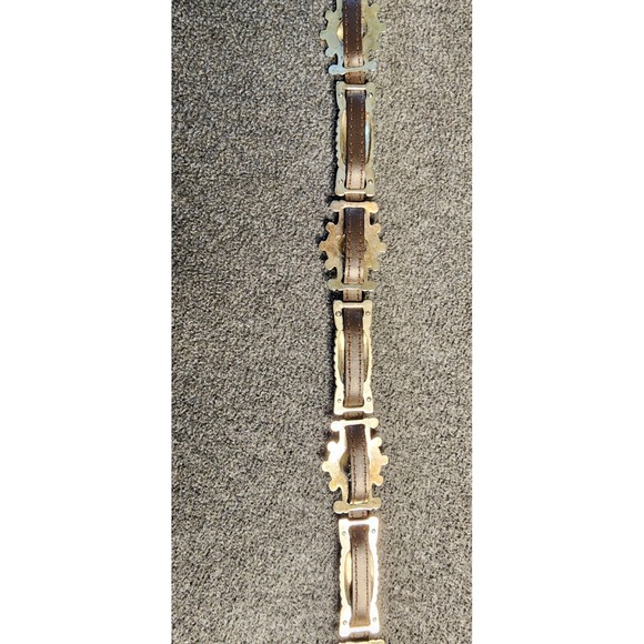Vintage Brighton ?? Silver Medallions Black Leather Belt 34\
